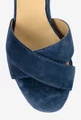 Sandale dama din piele intoarsa bleumarin cu toc