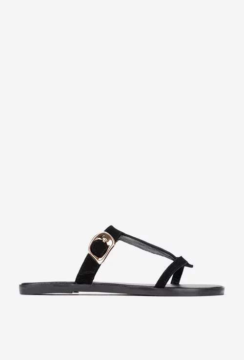 Sandale dama din piele intoarsa neagra