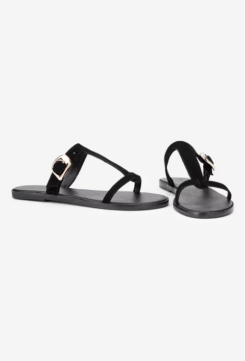 Sandale dama din piele intoarsa neagra