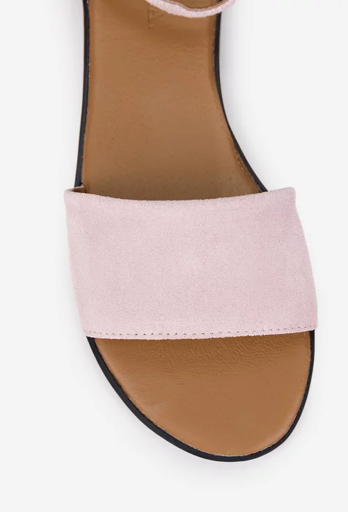 Sandale dama din piele intoarsa roz