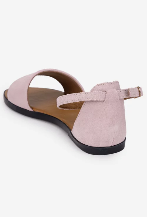 Sandale dama din piele intoarsa roz