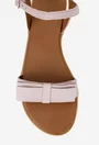 Sandale dama din piele intoarsa roz pudra cu funda