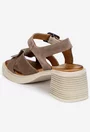 Sandale dama din piele intoarsa taupe