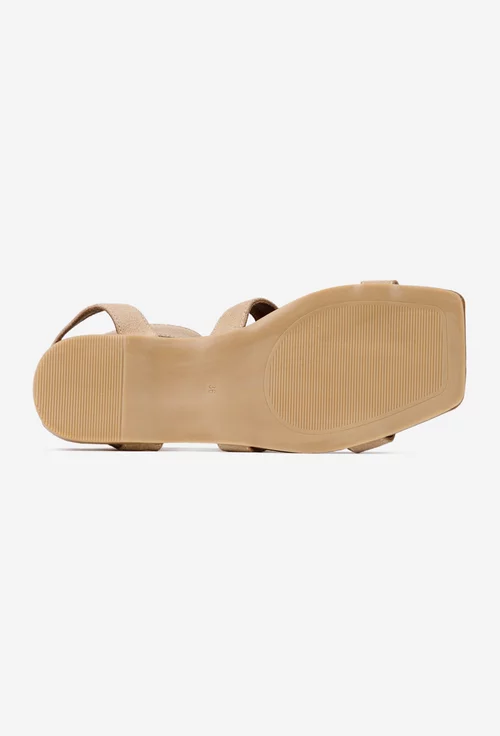 Sandale dama din piele intoarsa taupe