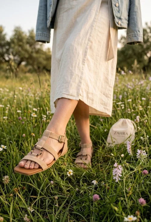 Sandale dama din piele intoarsa taupe picture - 2