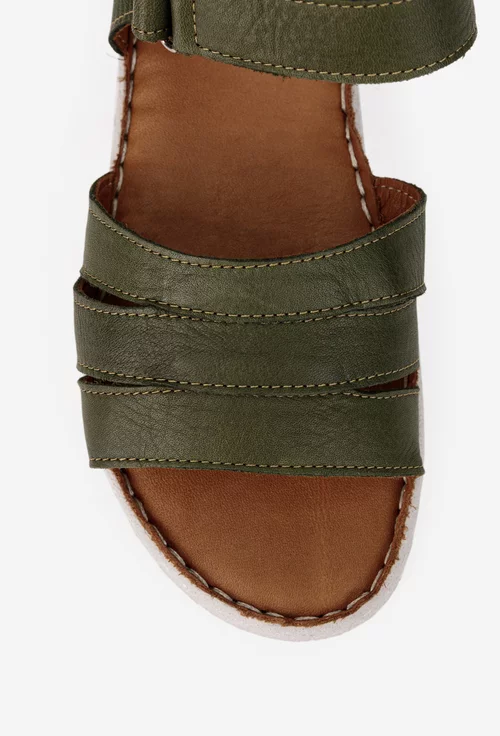 Sandale dama din piele kaki