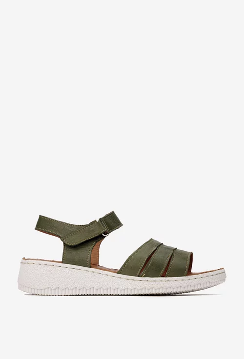 Sandale dama din piele kaki
