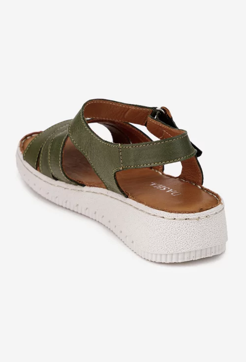 Sandale dama din piele kaki