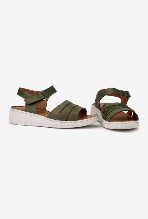 Sandale dama din piele kaki