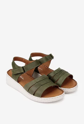 Sandale dama din piele kaki