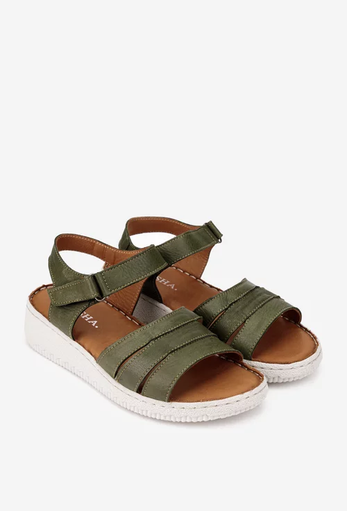 Sandale dama din piele kaki