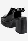Sandale dama din piele lacuita neagra cu platforma