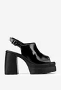 Sandale dama din piele lacuita neagra cu platforma