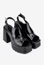 Sandale dama din piele lacuita neagra cu platforma