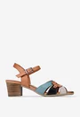Sandale dama din piele maro cu barete multicolore