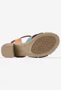 Sandale dama din piele maro cu barete multicolore