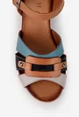 Sandale dama din piele maro cu barete multicolore