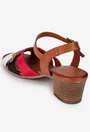 Sandale dama din piele maro cu barete multicolore