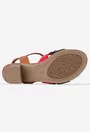 Sandale dama din piele maro cu barete multicolore