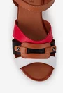 Sandale dama din piele maro cu barete multicolore