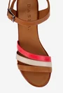 Sandale dama din piele maro cu detalii colorate
