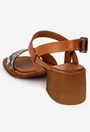 Sandale dama din piele maro cu detaliu snake print