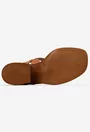 Sandale dama din piele maro cu detaliu snake print
