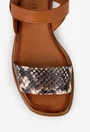 Sandale dama din piele maro cu detaliu snake print