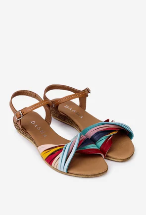Sandale dama din piele multicolora