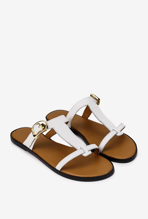 Sandale dama din piele naturala alba