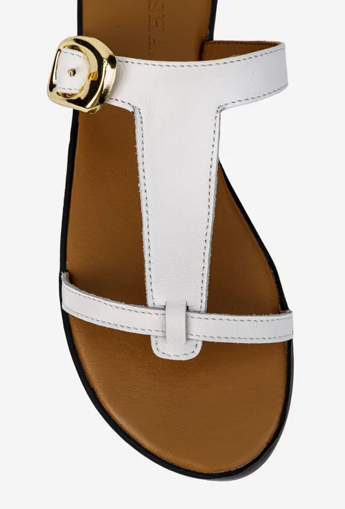 Sandale dama din piele naturala alba