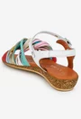 Sandale dama din piele naturala alba cu barete multicolore