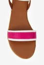 Sandale dama din piele naturala alba cu fuchsia