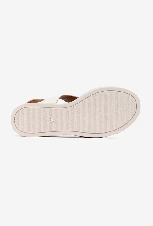Sandale dama din piele naturala crem