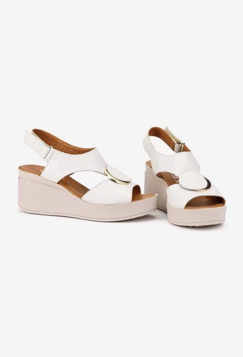 Sandale dama din piele naturala crem