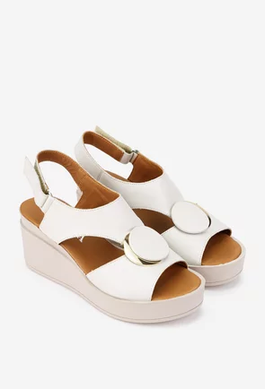 Sandale dama din piele naturala crem