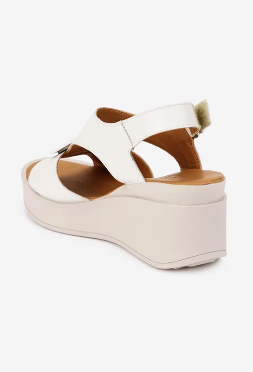 Sandale dama din piele naturala crem