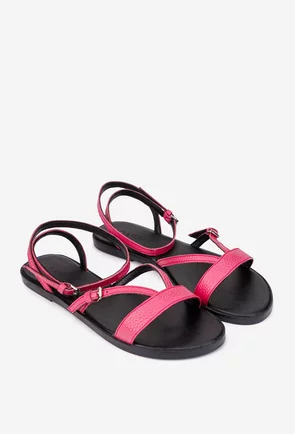Sandale dama din piele naturala fuchsia