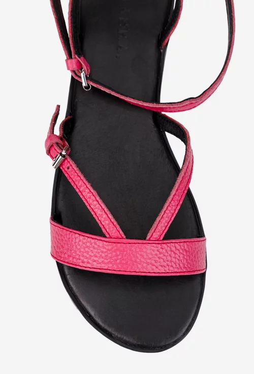 Sandale dama din piele naturala fuchsia