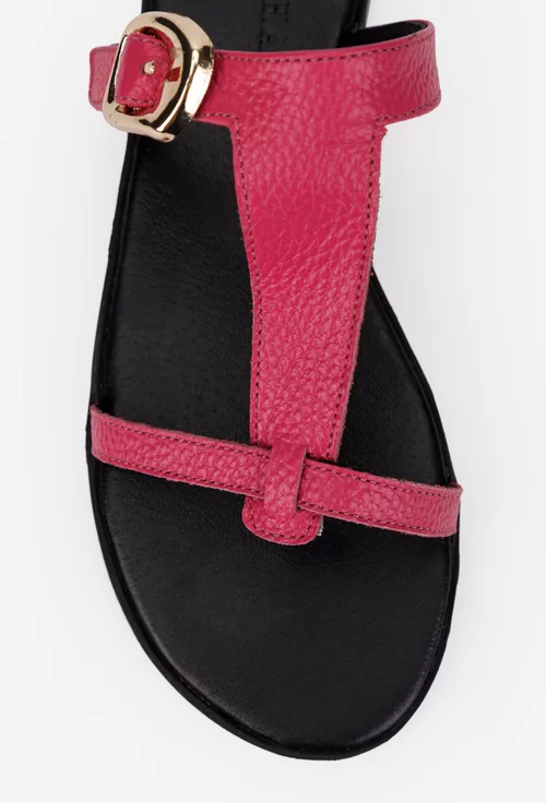 Sandale dama din piele naturala fuchsia
