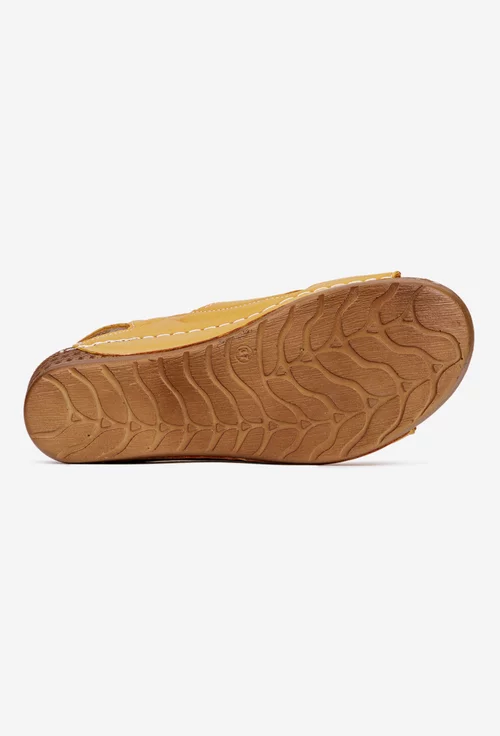 Sandale dama din piele naturala galbena