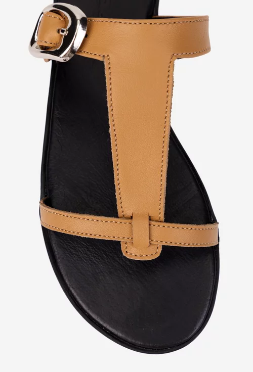 Sandale dama din piele naturala maro deschis