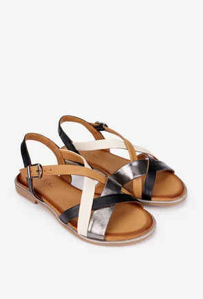 Sandale dama din piele naturala multicolora