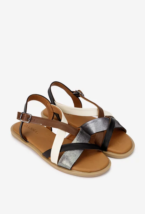 Sandale dama din piele naturala multicolora