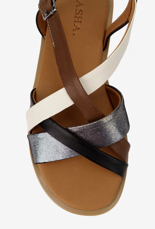 Sandale dama din piele naturala multicolora
