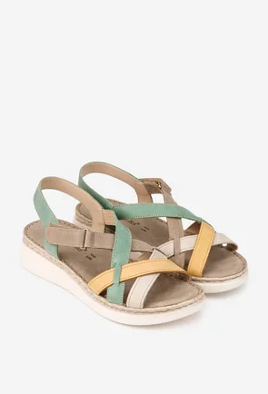 Sandale dama din piele naturala multicolora