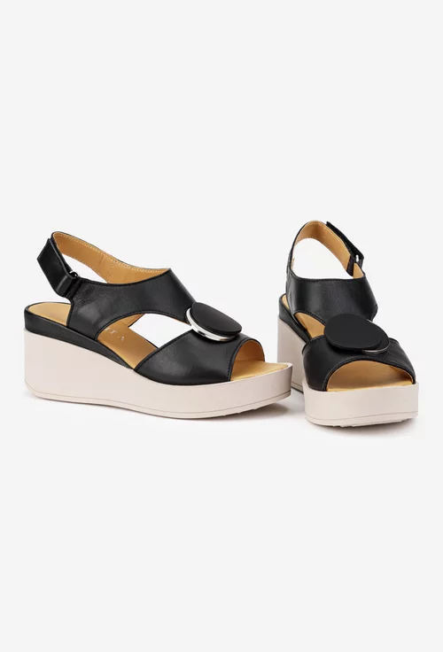 Sandale dama din piele naturala neagra