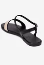Sandale dama din piele naturala neagra cu bej