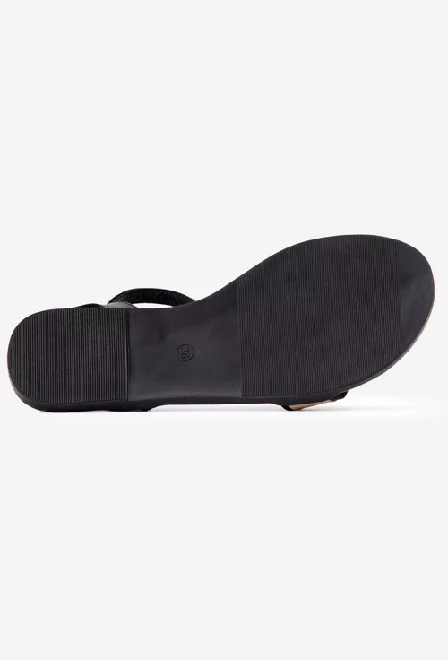 Sandale dama din piele naturala neagra cu bej