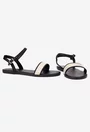 Sandale dama din piele naturala neagra cu bej